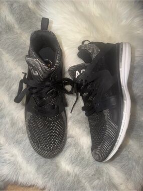 APL AscendW Black and White Knit Sneakers